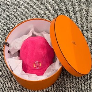 Hermes Pink Anchor Embroidered Cap. New in Hermes Box